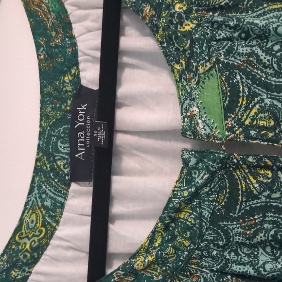 Lady Lux Dress Bohemian Green Design Tiered Midi Dress by Arna York Collection - Picture 9 of 10